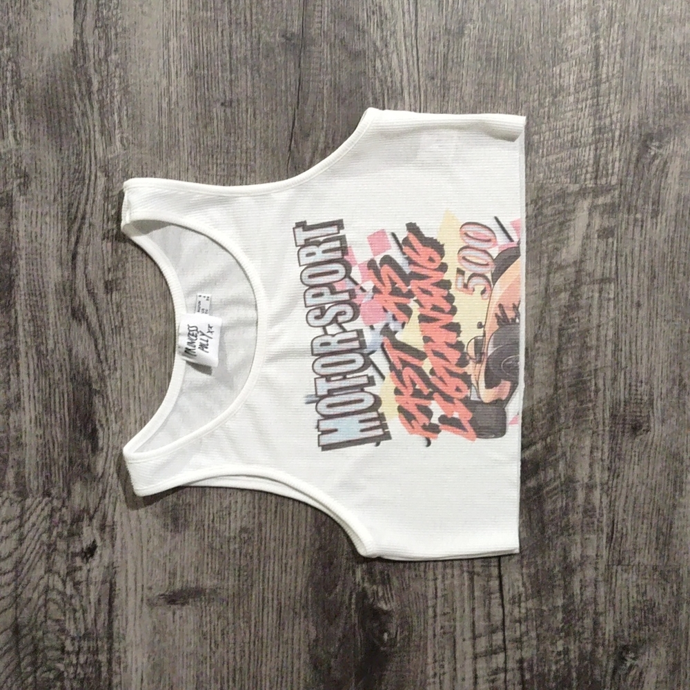 Princess Polly White Motorsport Crop Top